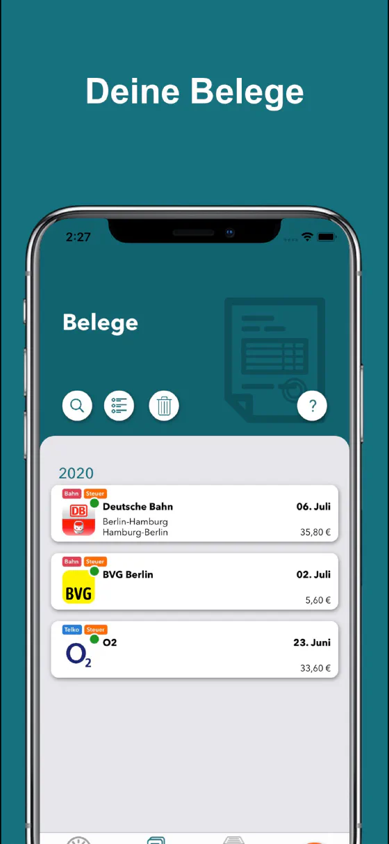 meinBeleg Belegliste